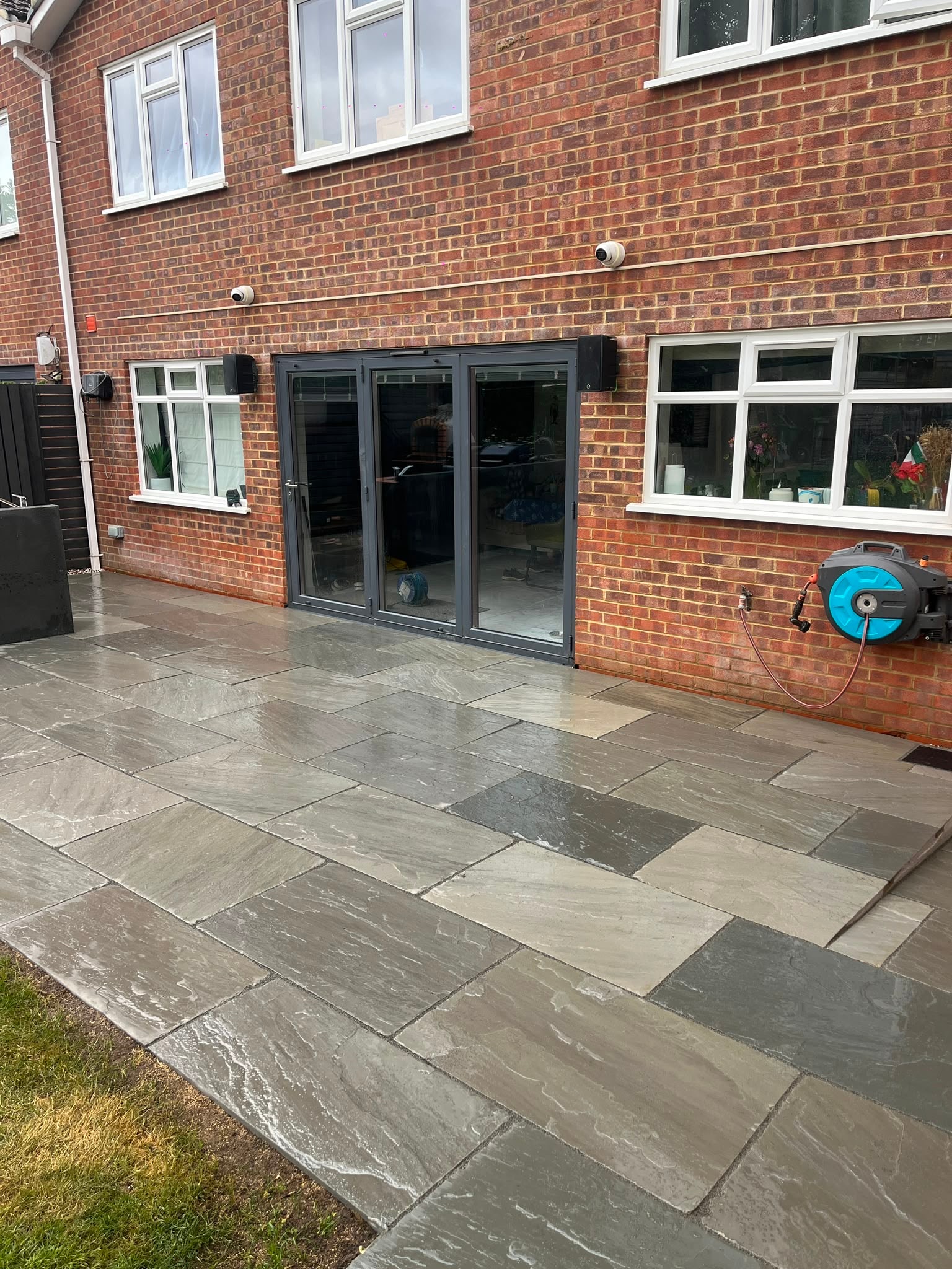 Slate Patio with Bifold Doors